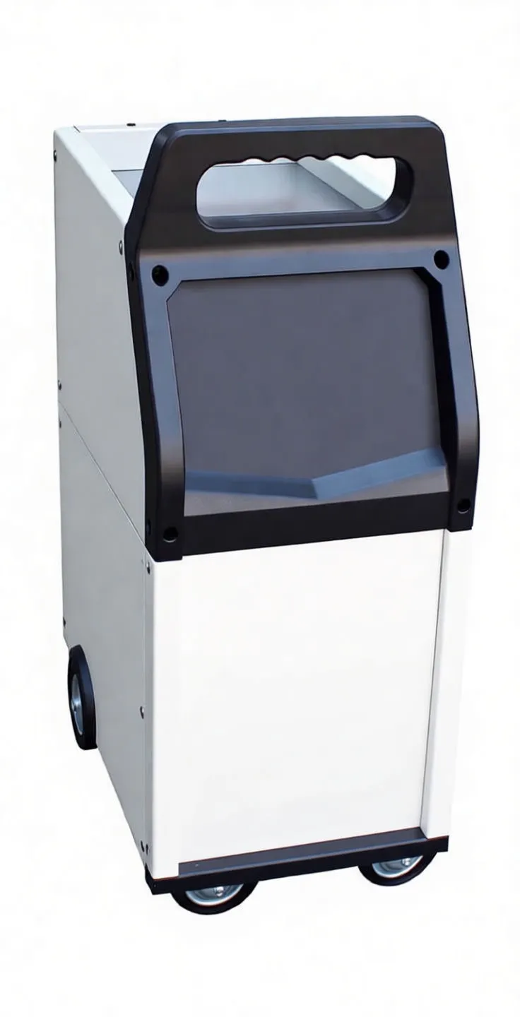 Side-angle of saTra S-SH250GMA welding machine on trolley showing logo, handle, vents and wheels