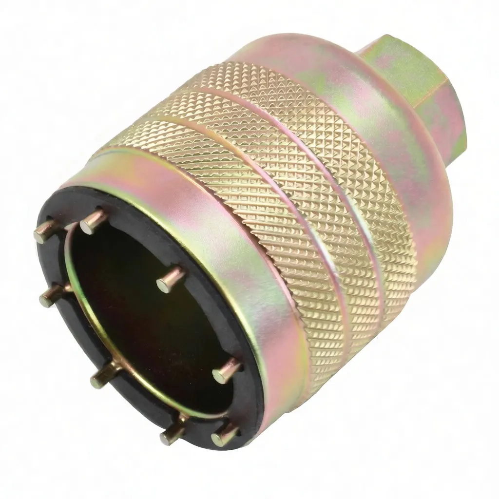 Angled side view of fork cap tool showing knurled body, pegged open end, and ASTA A-MK816 marking