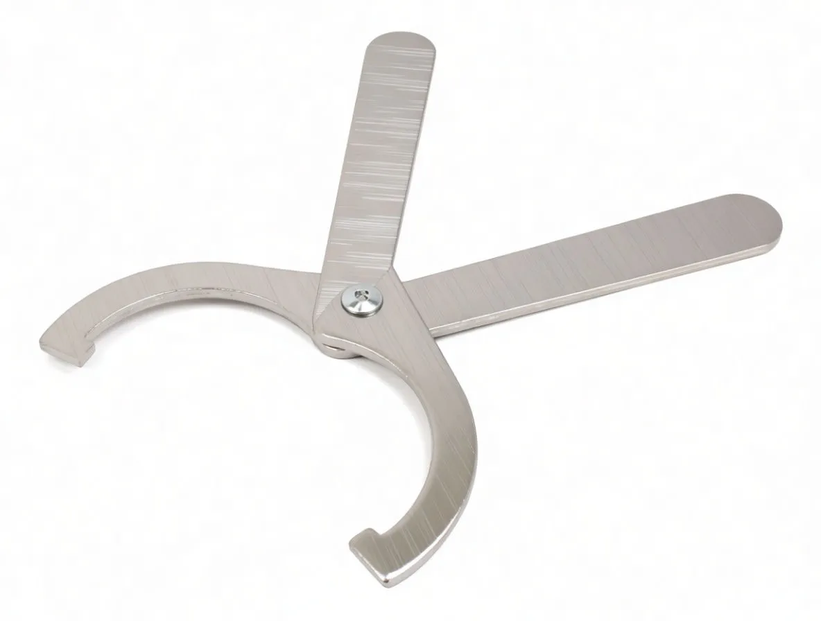 Top view of U-shaped pre-load adjustment tool showing notches, pivot rivet, and ASTA name