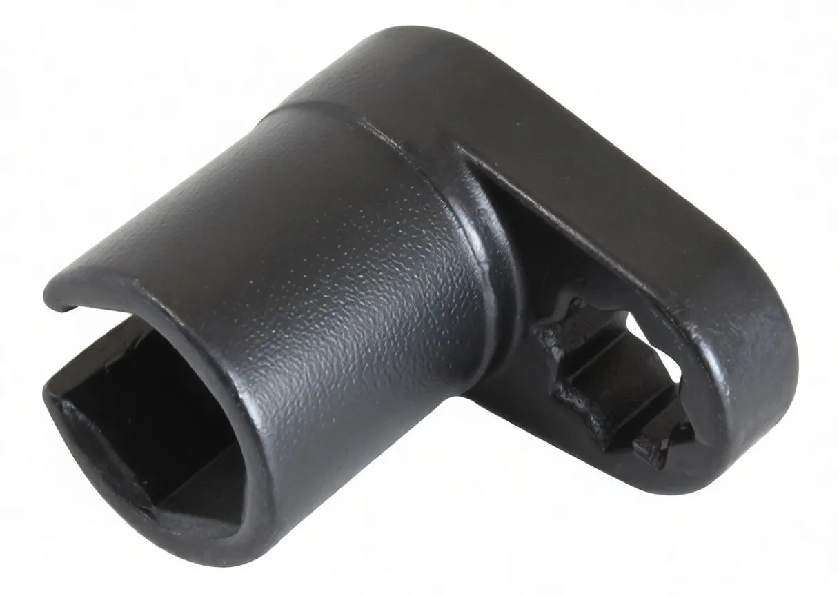 Perspective view of black oxygen sensor socket showing square recess, slotted cup and A-308 marking