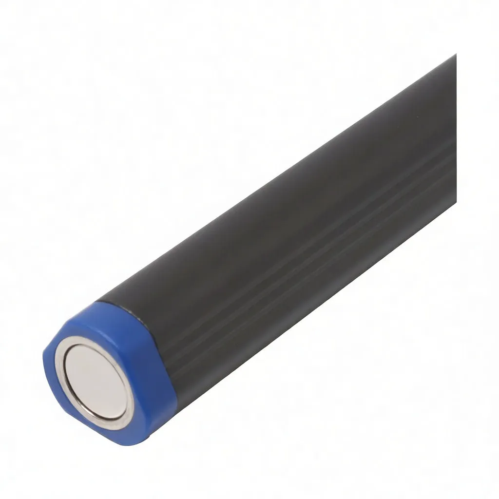 Low-angle view of pen lamp focusing on front LED, COB strip and ASTA branding.