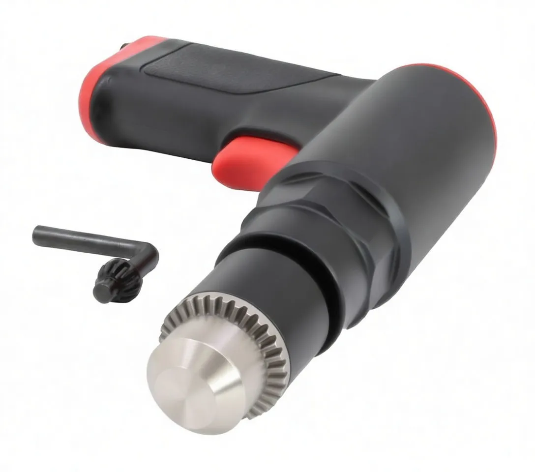 Close-up of metal keyed chuck and chuck key on ASTA air drill