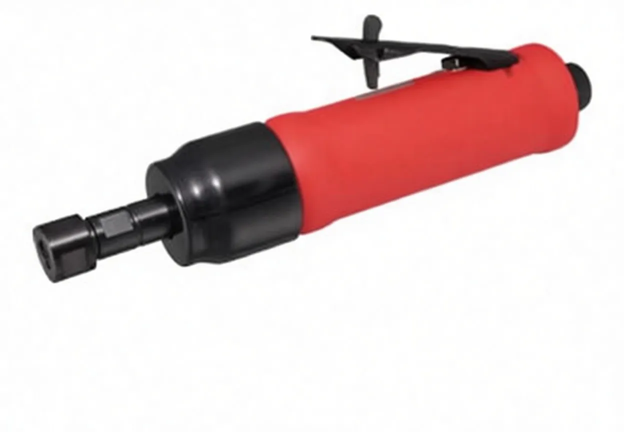 rear close-up of die grinder showing throttle lever, 'Made in Japan' plate and air inlet