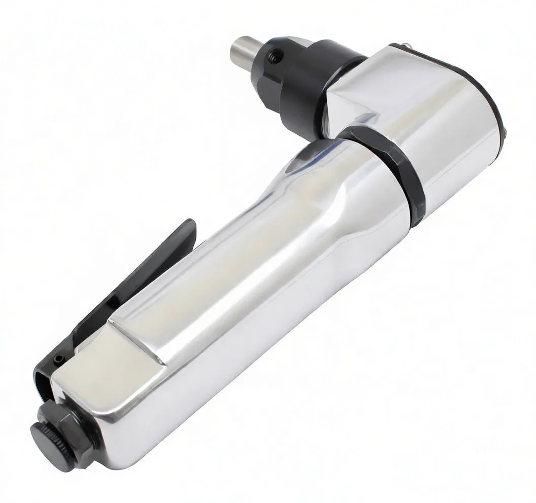 Underside view of the chrome pneumatic cutting tool highlighting throttle lever, OIL DAILY plate and ASTA logo on the handle.