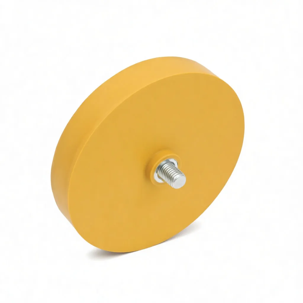 Yellow polishing pad showing threaded stud and max 2500 FPM text