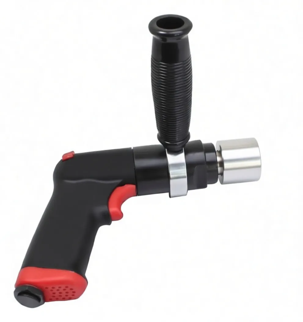 Profile of ASTA pistol-grip air drill with vertical side handle and keyed chuck