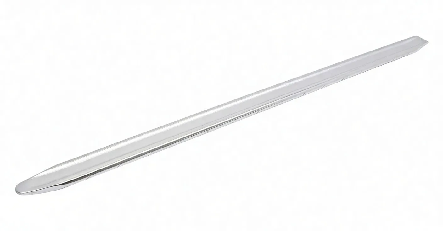 Angled profile of slim chrome tire mounting iron with tapered tips