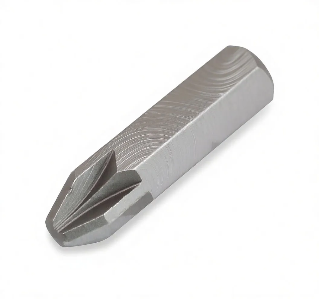 Side view of ASTA hex shank Pozidriv PZ4 bit with logo and locator notches