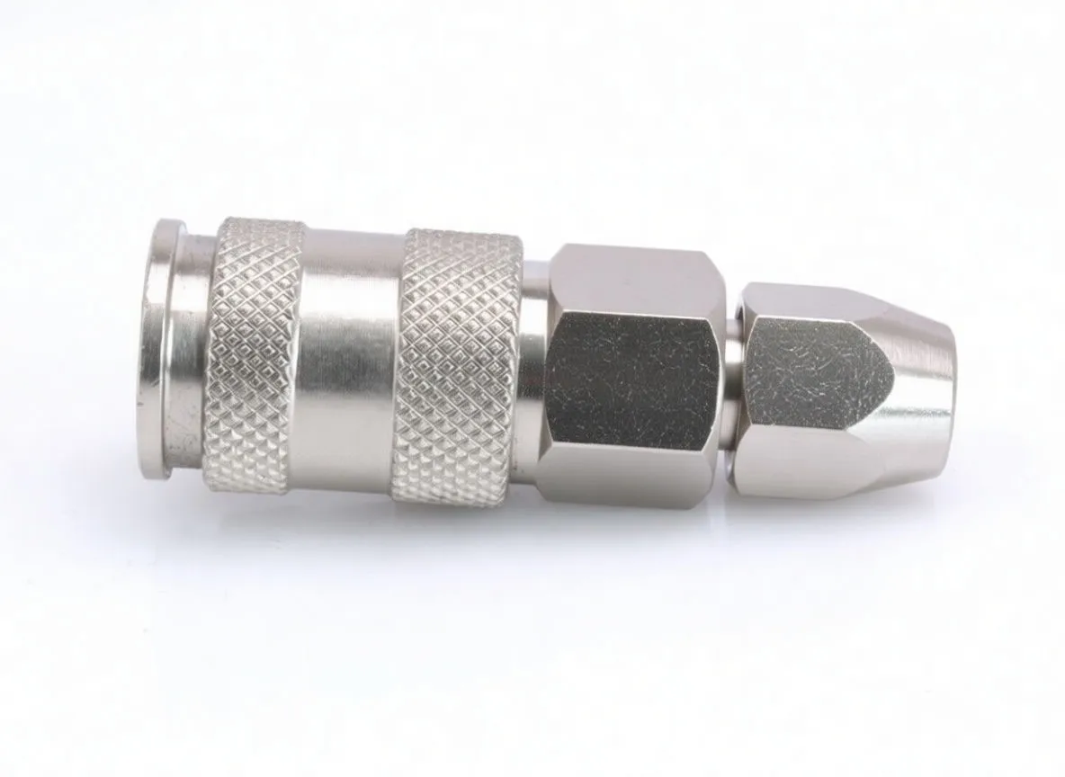 Front view of connector showing circular socket opening and knurled grip