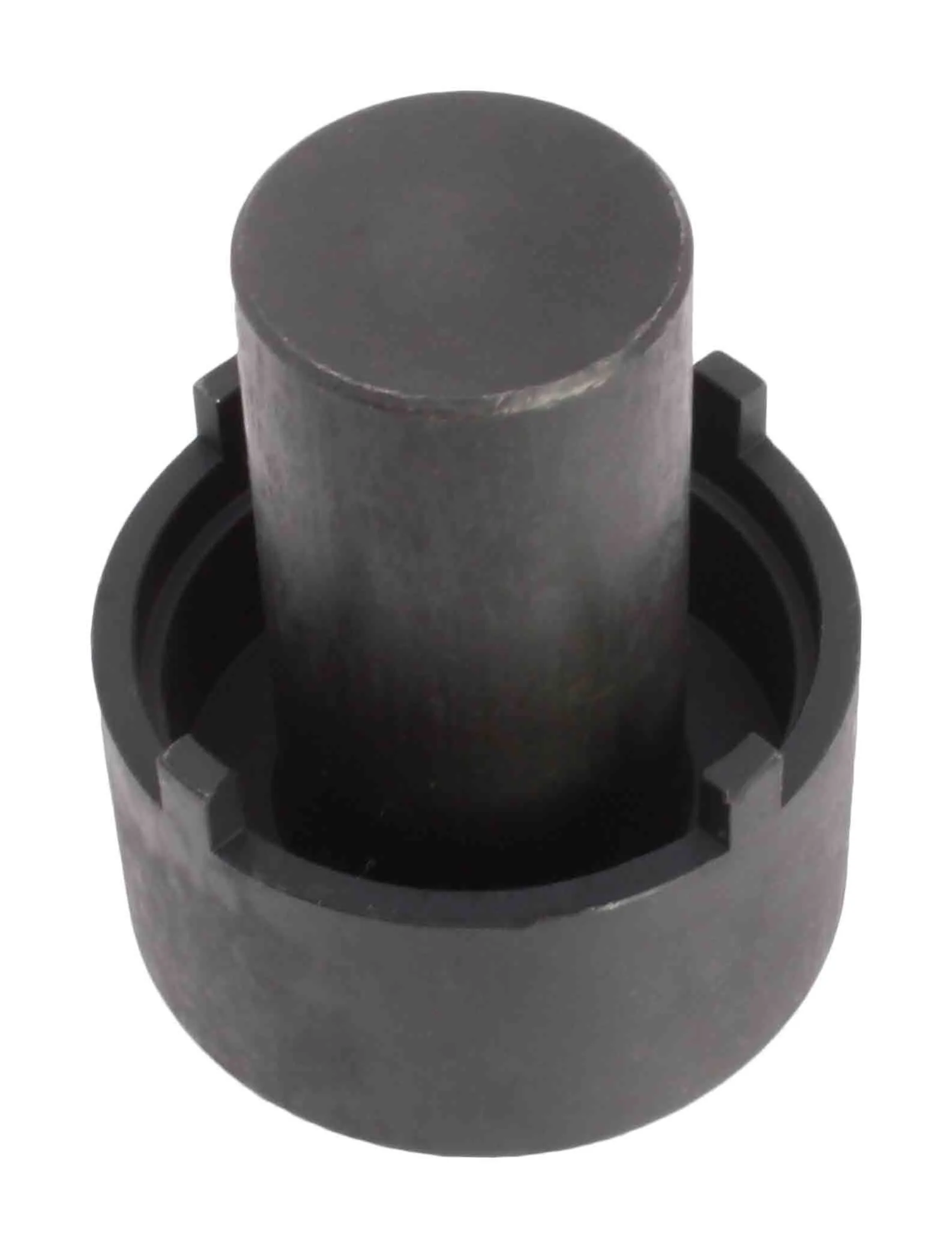 Top view of rear hub nut socket showing central cylinder and four inward engagement tabs