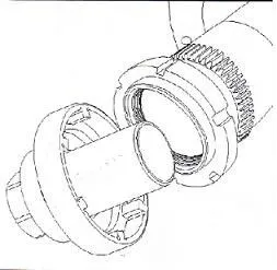 Exploded line sketch of the rear wheel nut socket fitting over a hub and nut, showing alignment of socket notches with the hub for removal.
