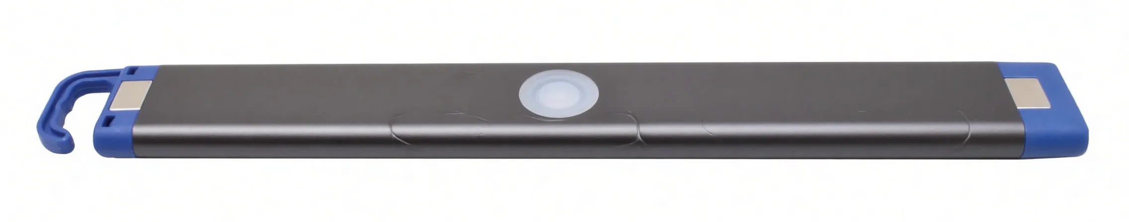 Back of work light showing round button/sensor, metal magnet contacts and CE mark