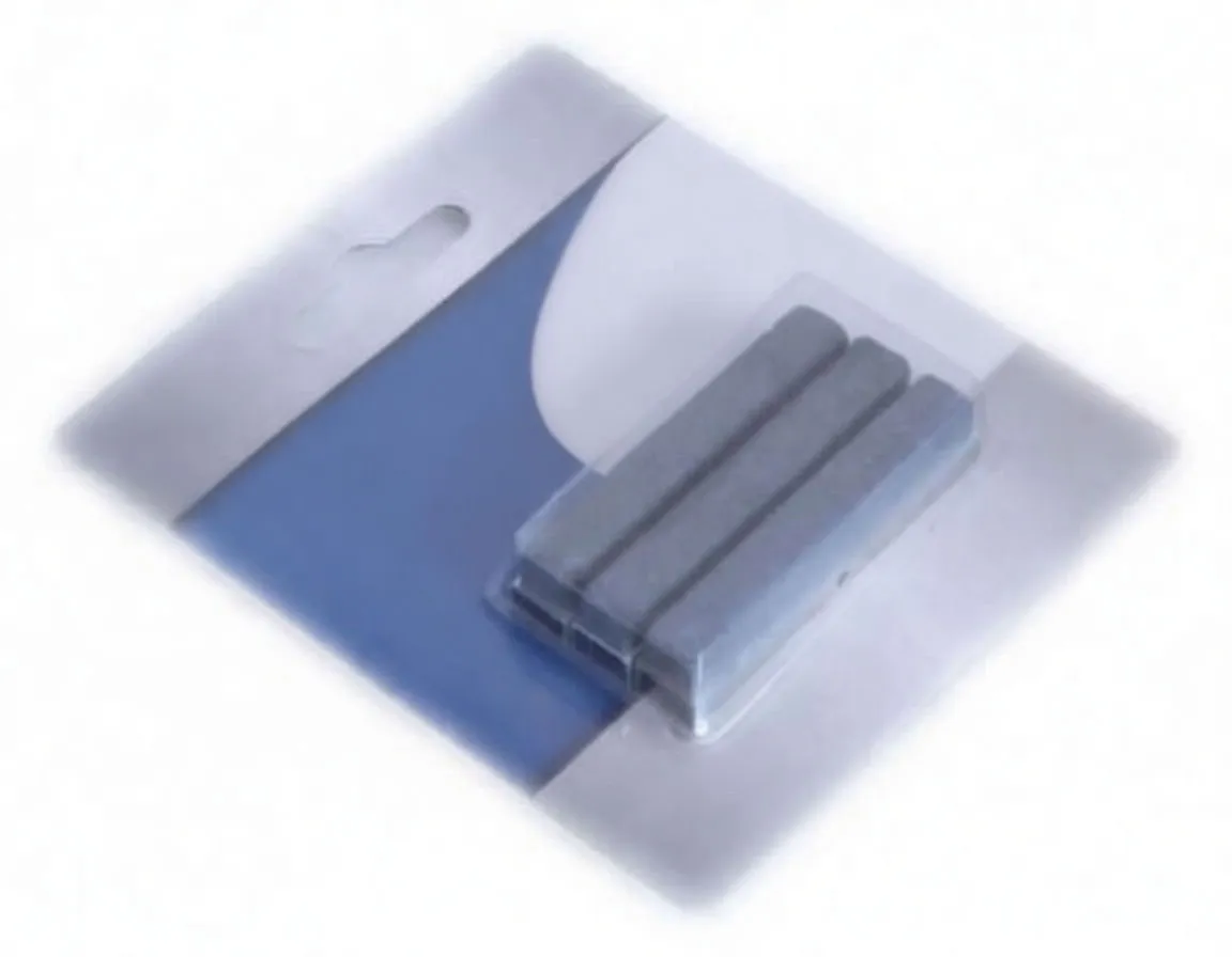 Blister pack with three grey replacement stones, blue/white backing card with logo, text 'Replaceable Stones' and a barcode.