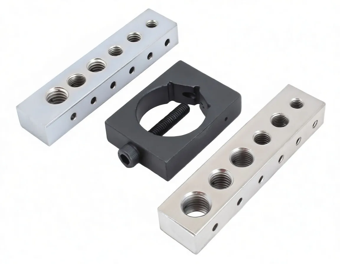 Top/angled view of two threaded guide bars with size markings and black ASTA clamp