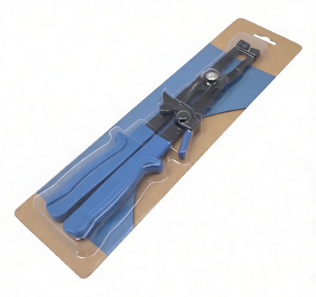 Pliers in blister packaging on cardboard backing with barcode and QR code