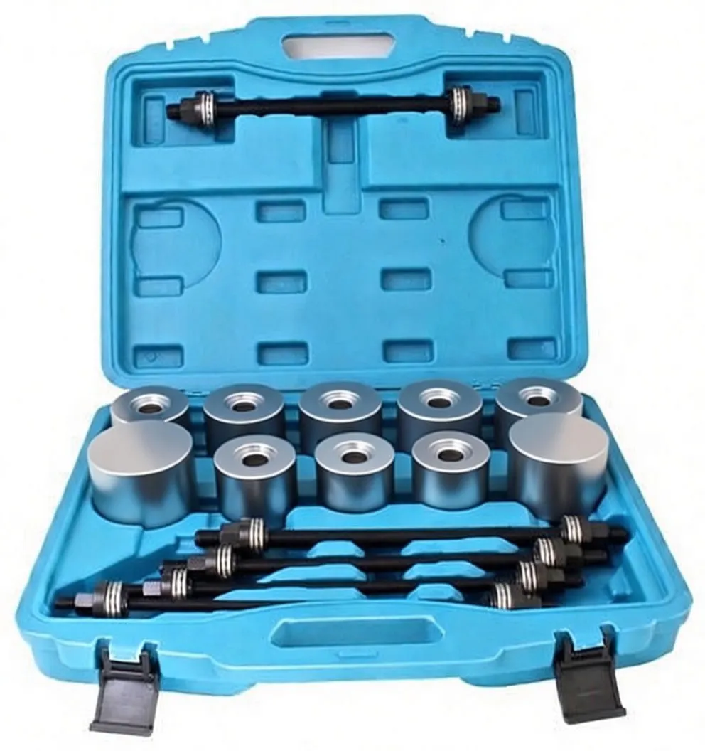 Three silver metal press sleeves close-up showing slots, central hole and machined interior