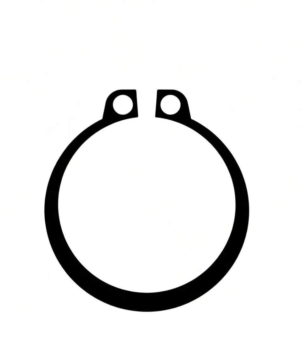 Diagram of a circlip/retaining ring silhouette with two holes and the text '12 - 65mm' indicating size range.