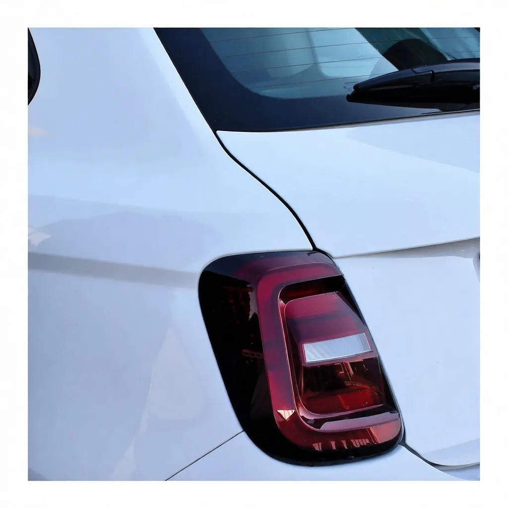 Hands wiping car rear around taillight with cream chamois