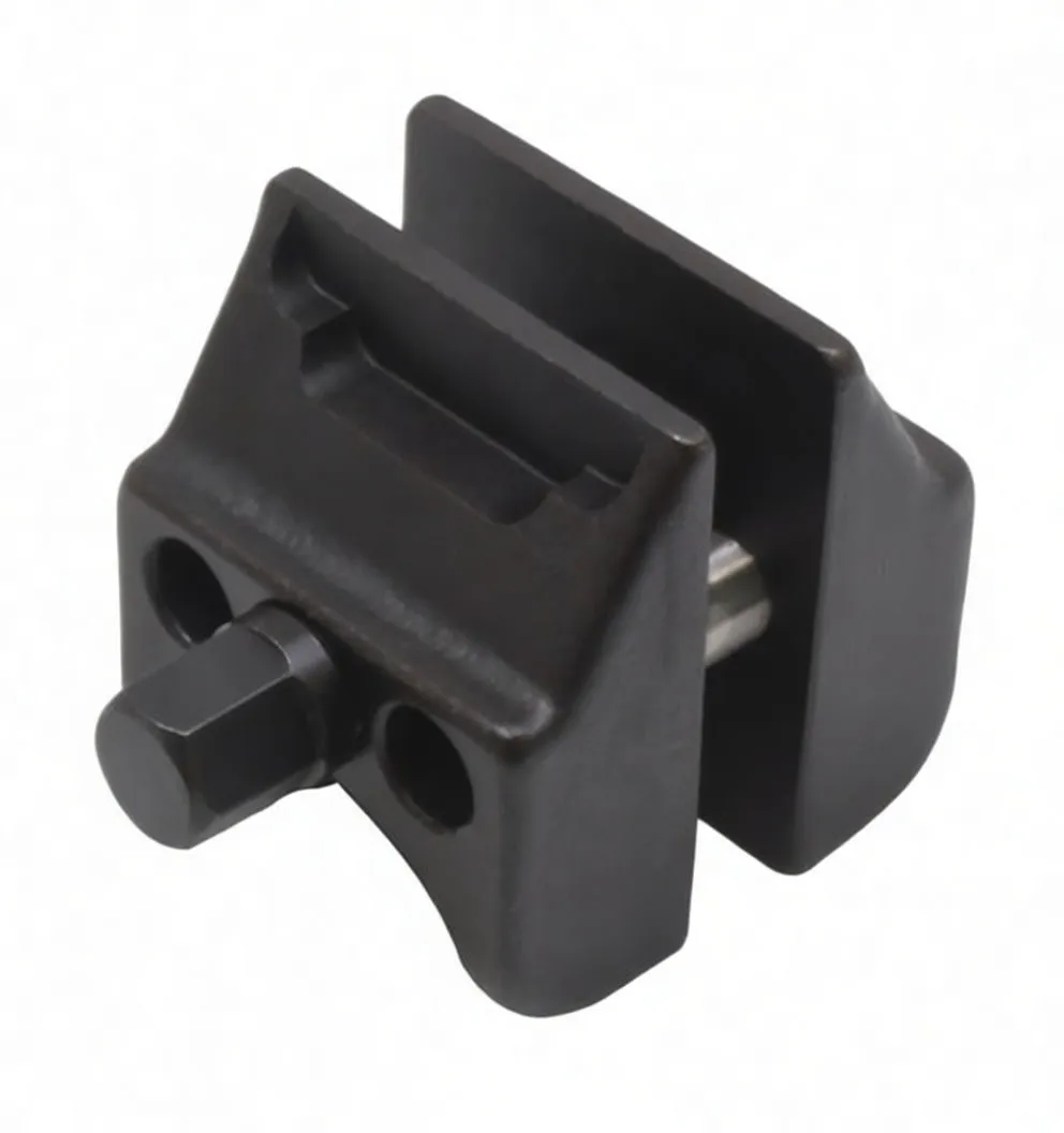 Top-side profile of parallel jaws with ASTA logo, cross bars and projecting hex forcing bolt