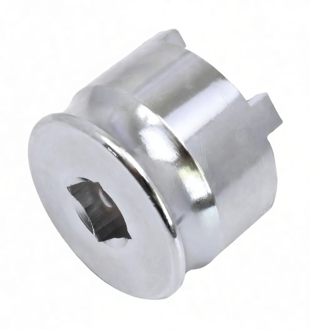 Side/top view of chrome swing arm nut socket wrench showing flanged drive end, square drive recess and ASTA marking