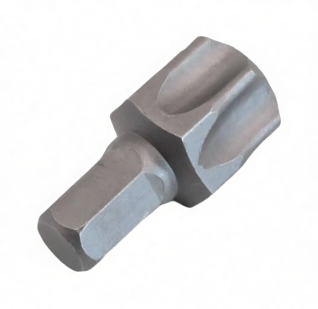 Angled view of a tamper Torx T70 bit with hex shank and ASTA marking