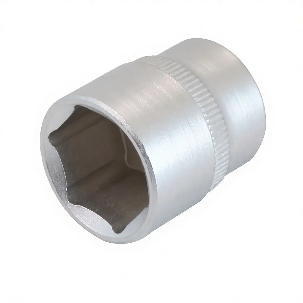 Short socket angled to show square drive recess, knurled band and embossed brand marking.