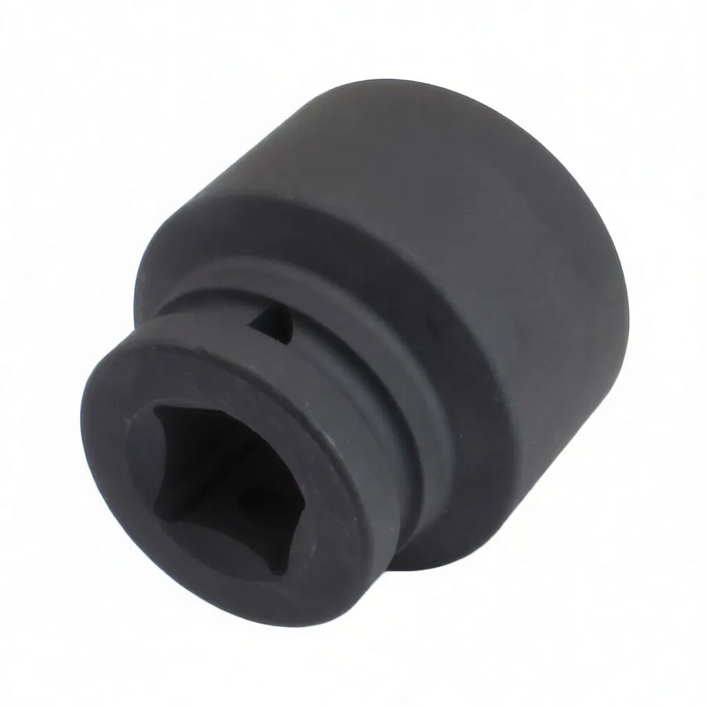 Close-up of six-point hex end of black impact socket with ASTA logo on side