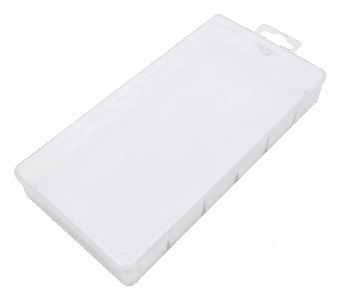 Open box with many metal slotted pins and R-clips, lid panels showing '5 PCS' markings.