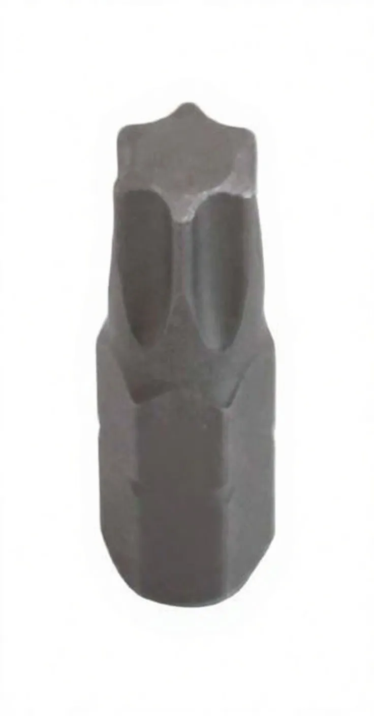 Front view of Torx T45 tip showing six-point star profile and no center tamper pin