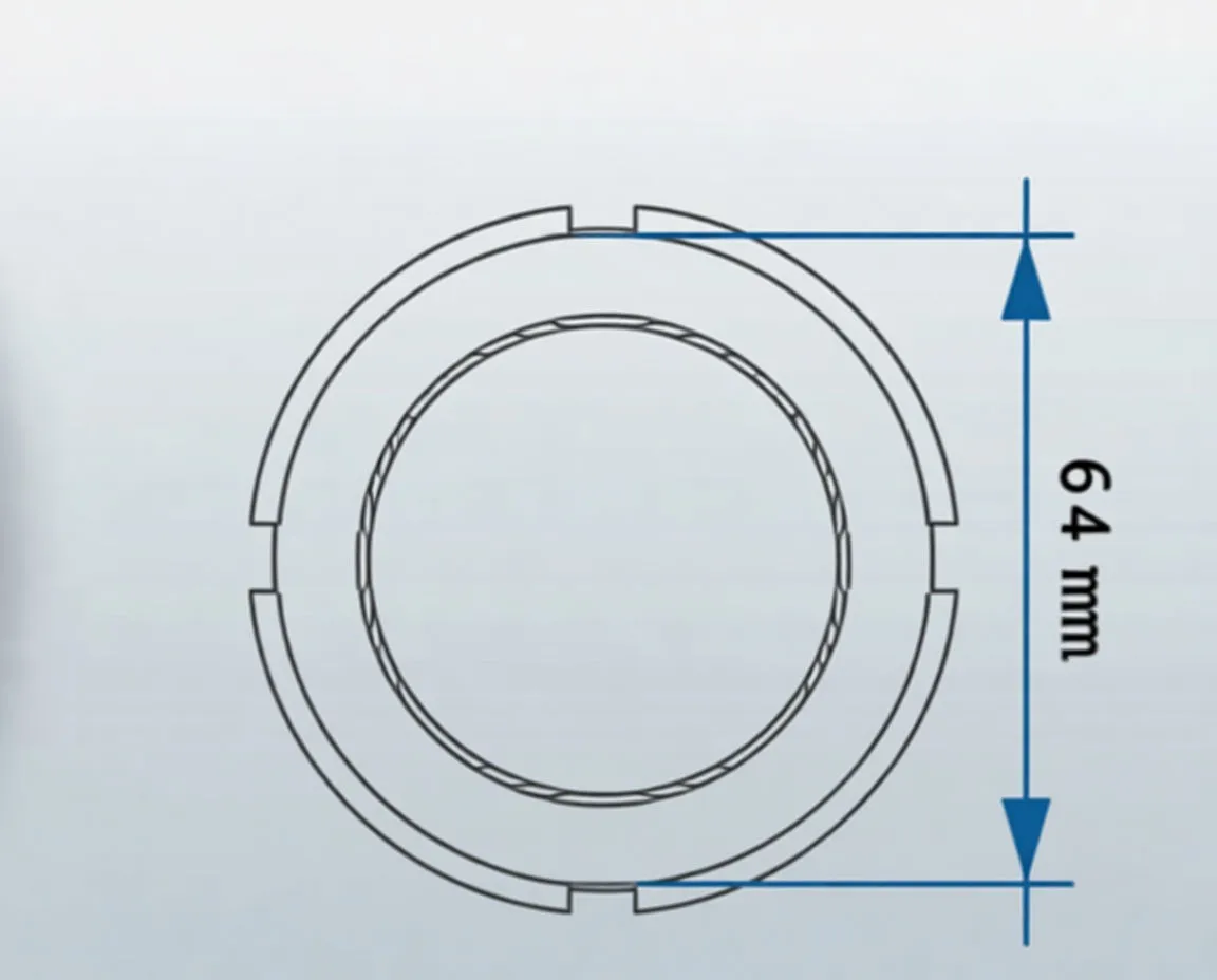 Dimensional diagram of socket showing Ø70 mm, 64 mm depth and 7 mm slot width
