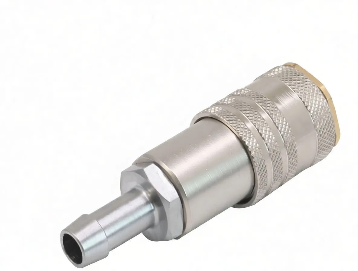 Quick adapter with inset close-up of female socket interior showing brass lining and ball detents