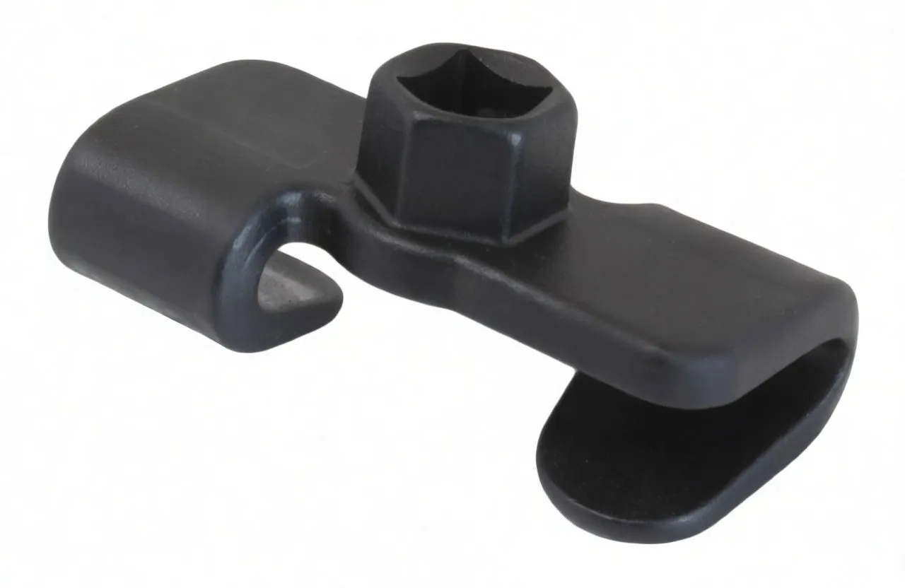 Top/front view of black adapter showing curved clips, central hex boss and A-EAW38 marking