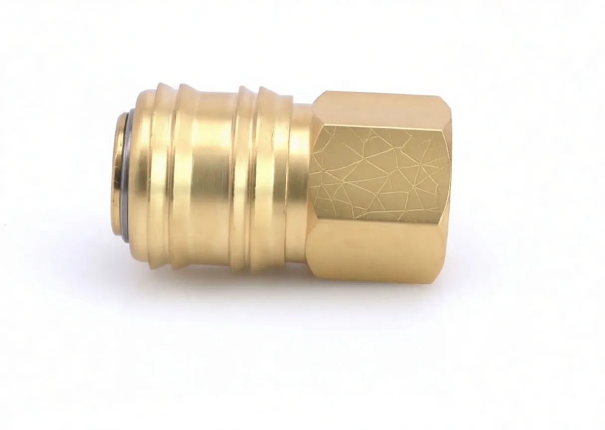 Angled view into the quick connector showing internal sleeve, O-ring and retention ring