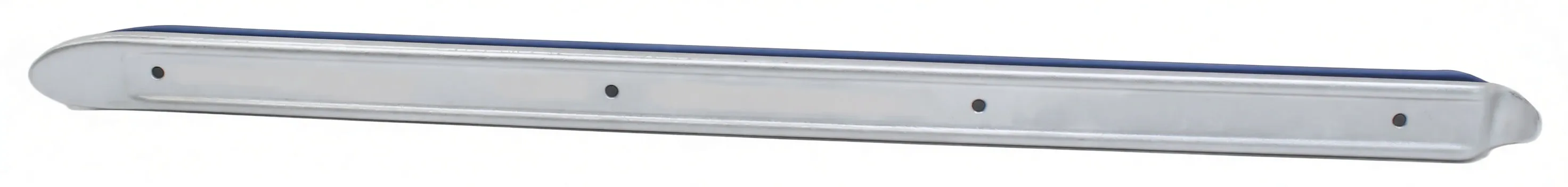 Angled close-up of lever showing ribbed blue guard near working end, metal body and hooked tip with two visible holes