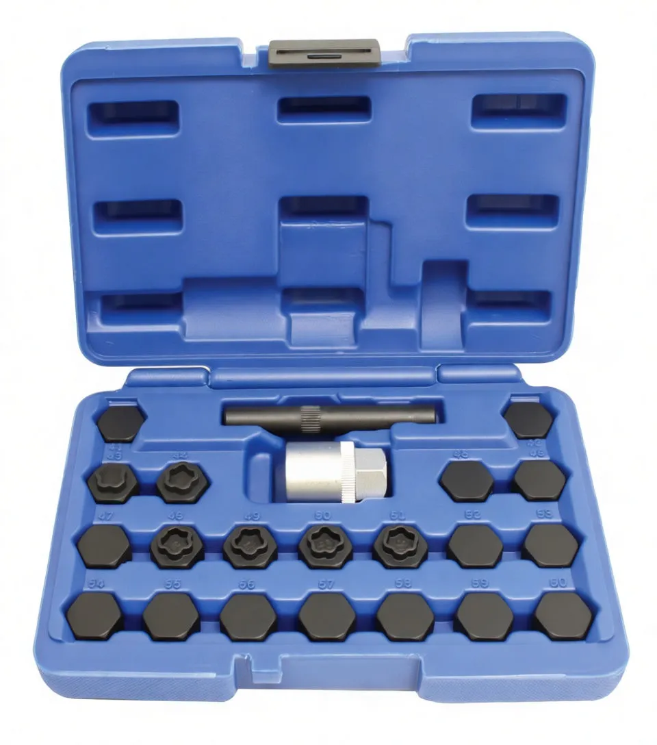 BMW Wheel Locking Key Set, 1/2-Inch Drive, 20-Piece with T-Bar Driver